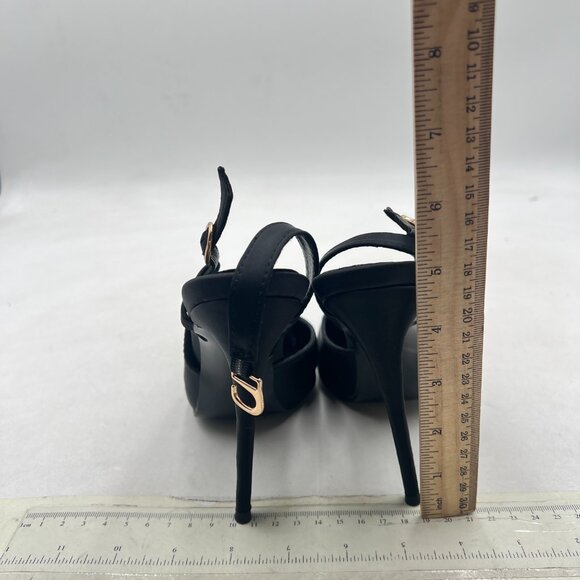 FSJ Black Pointed Toe D'Orsay High Heel Slingback Pumps Sandals Cutout Shoes - Picture 5 of 8